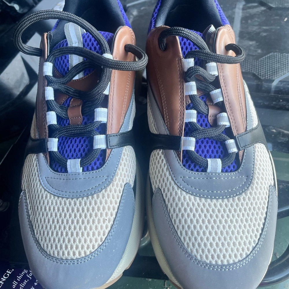 Dior Men's Cream, Blue & Brown Mesh Sneakers